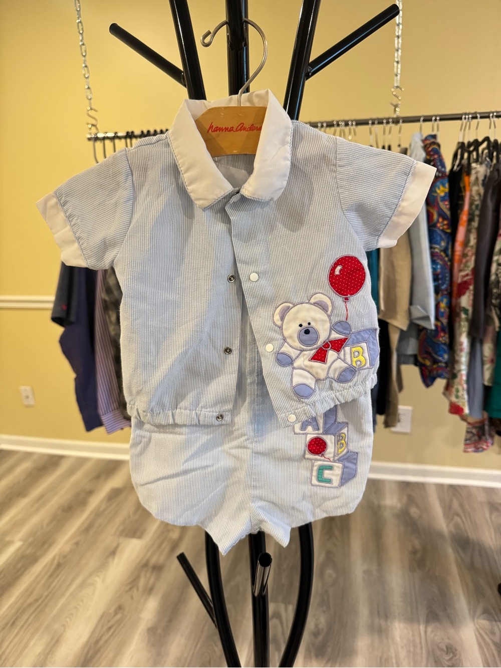 Vintage Baby Romper - teddy bear ABC